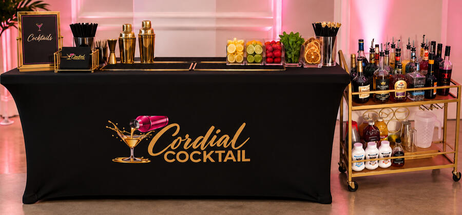 6 Foot Table Bar Set Up + Cocktail Cart